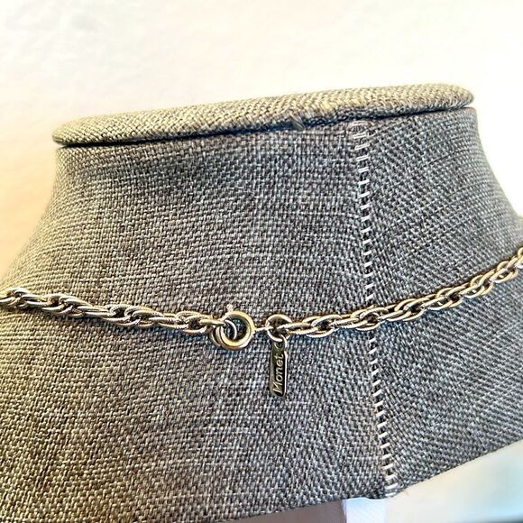 Elegant Long Monet Necklace with Statement Silver Tone Pendant - Picture 4 of 5